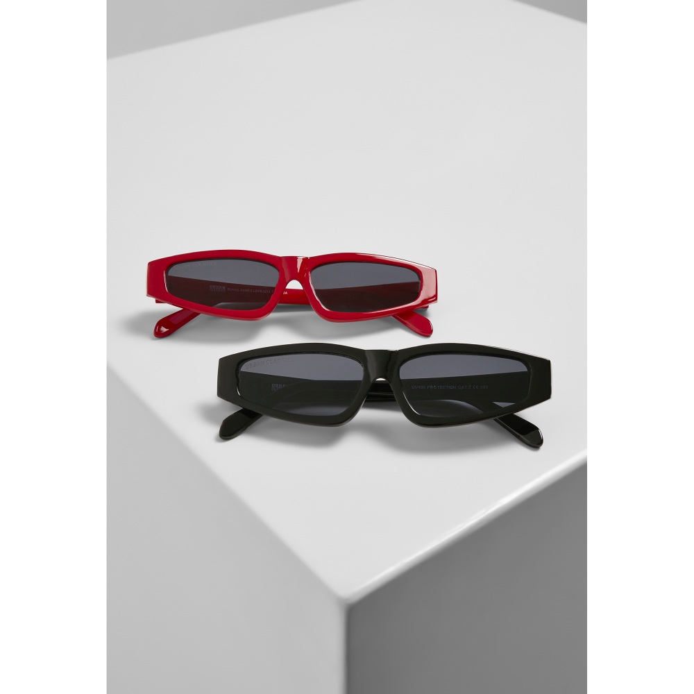 Urban Classics - Lefkada 2-Pack Des lunettes de soleil - Noir/Rouge